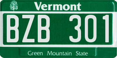 VT license plate BZB301