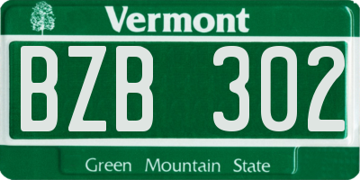 VT license plate BZB302