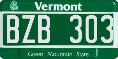 VT license plate BZB303