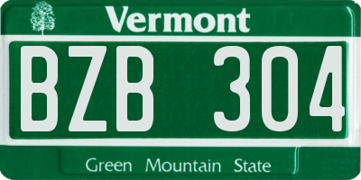 VT license plate BZB304