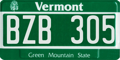 VT license plate BZB305