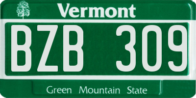 VT license plate BZB309