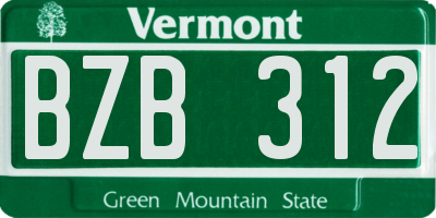 VT license plate BZB312