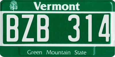 VT license plate BZB314