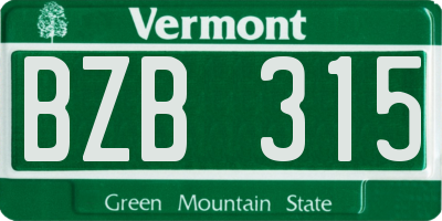 VT license plate BZB315