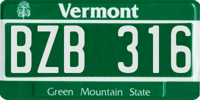 VT license plate BZB316