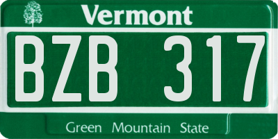 VT license plate BZB317