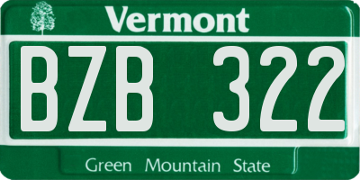 VT license plate BZB322