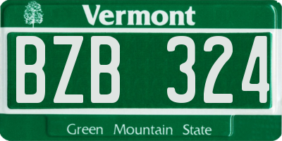 VT license plate BZB324