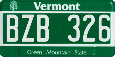 VT license plate BZB326