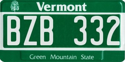 VT license plate BZB332