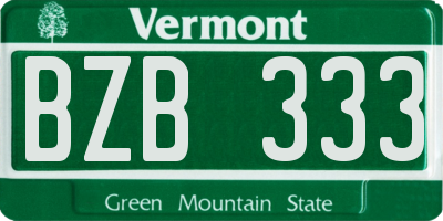 VT license plate BZB333