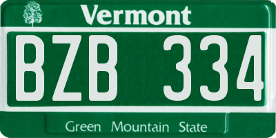 VT license plate BZB334