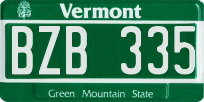 VT license plate BZB335