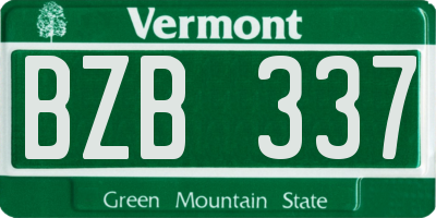 VT license plate BZB337