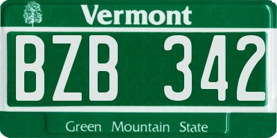 VT license plate BZB342