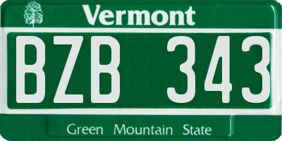 VT license plate BZB343