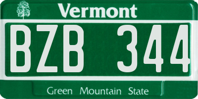 VT license plate BZB344