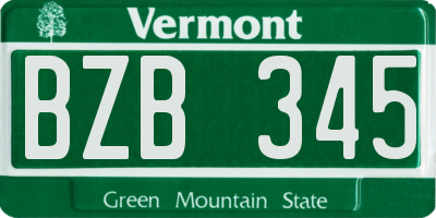 VT license plate BZB345