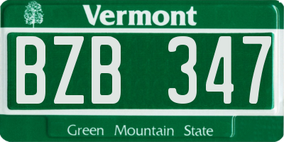 VT license plate BZB347