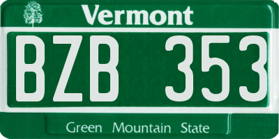 VT license plate BZB353
