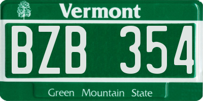 VT license plate BZB354