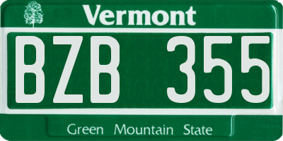 VT license plate BZB355