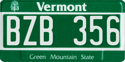 VT license plate BZB356