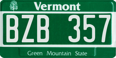 VT license plate BZB357