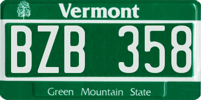 VT license plate BZB358