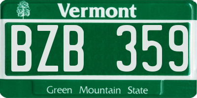 VT license plate BZB359