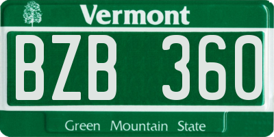 VT license plate BZB360