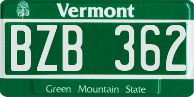 VT license plate BZB362