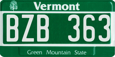 VT license plate BZB363