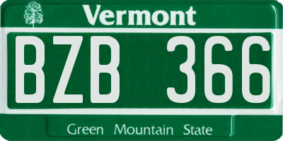 VT license plate BZB366
