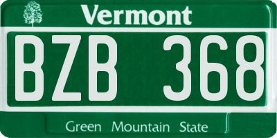 VT license plate BZB368