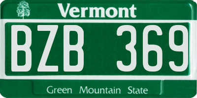 VT license plate BZB369
