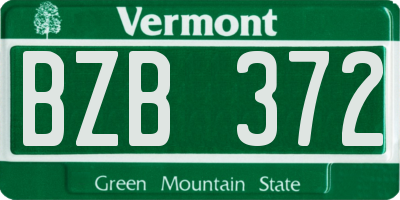 VT license plate BZB372