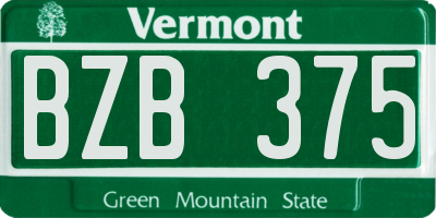VT license plate BZB375