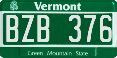 VT license plate BZB376