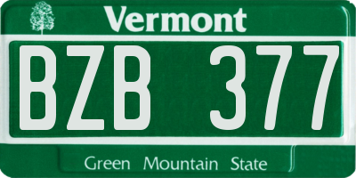 VT license plate BZB377