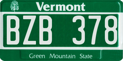 VT license plate BZB378