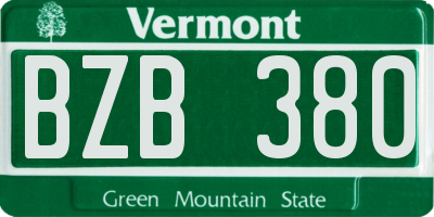 VT license plate BZB380