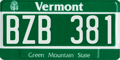 VT license plate BZB381