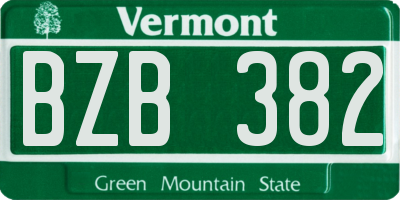 VT license plate BZB382