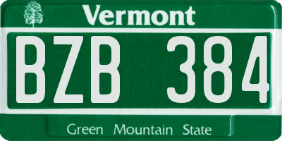 VT license plate BZB384