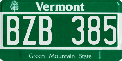 VT license plate BZB385