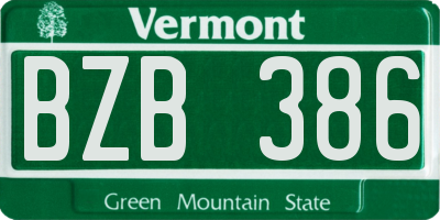 VT license plate BZB386