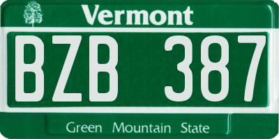 VT license plate BZB387