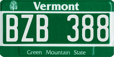 VT license plate BZB388
